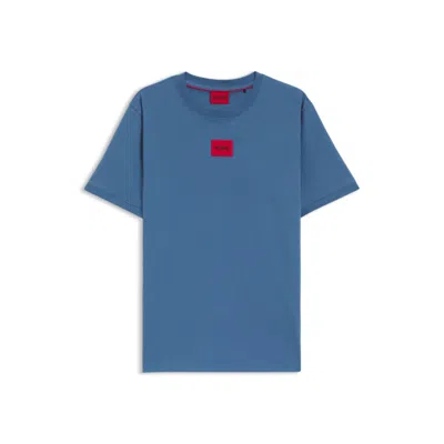 Hugo Boss Cotton-jersey T-shirt With Logo Label In Blue