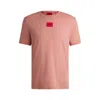 Hugo Boss Cotton-jersey T-shirt With Logo Label In Pink