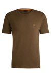 Hugo Boss Cotton-jersey T-shirt With Logo Patch In Brown