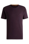 Hugo Boss Cotton-jersey T-shirt With Logo Patch In Burgundy