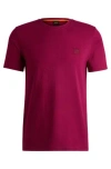 Hugo Boss Cotton-jersey T-shirt With Logo Patch In Pink
