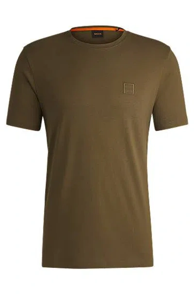 Hugo Boss Cotton-jersey T-shirt With Logo Patch In Green