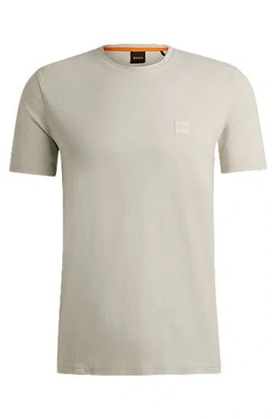 Hugo Boss Tales Mens Cotton-jersey T-shirt With Logo Patch In Dark Blue 404