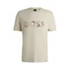 Hugo Boss Cotton-jersey T-shirt With Logo Print In Beige