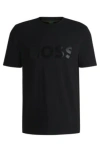 Hugo Boss Cotton-jersey T-shirt With Mirror-effect Logo Print In Black