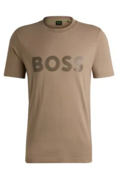 HUGO BOSS COTTON-JERSEY T-SHIRT WITH MIRROR-EFFECT LOGO PRINT
