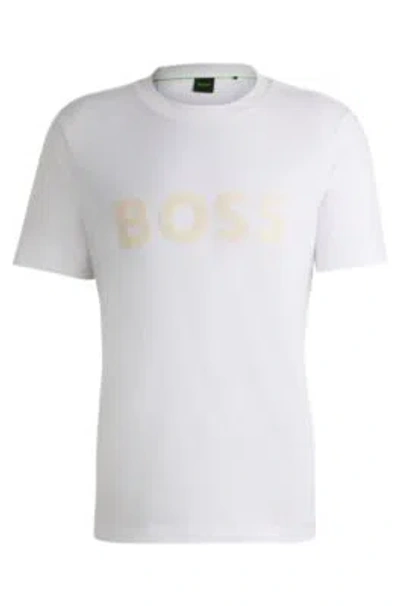 HUGO BOSS COTTON-JERSEY T-SHIRT WITH MIRROR-EFFECT LOGO PRINT