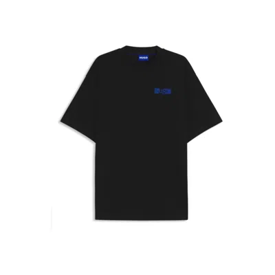 Hugo Boss Cotton Jersey T-shirt With Mixed-print Logo In Black