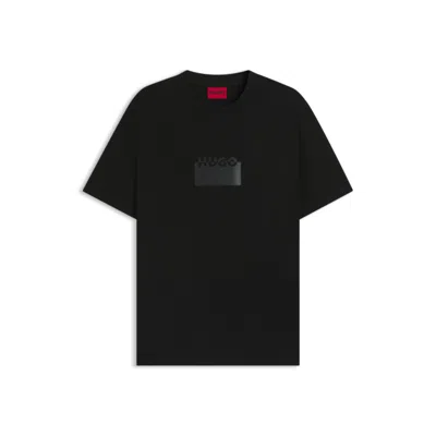 HUGO BOSS COTTON JERSEY T-SHIRT WITH MIXED-PRINT LOGO