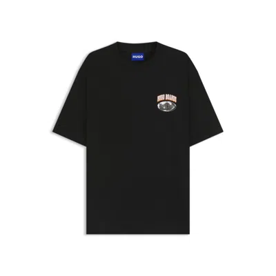 Hugo Boss Cotton Jersey T-shirt With Mixed-print Logo In Black