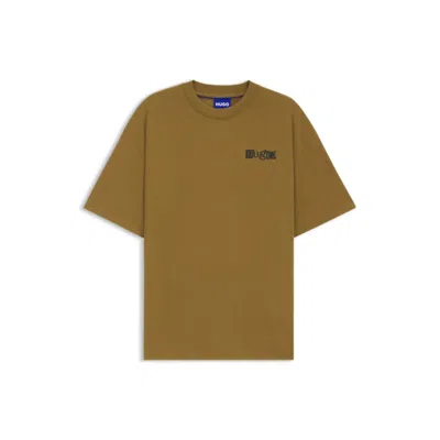 Hugo Boss Cotton Jersey T-shirt With Mixed-print Logo In Green