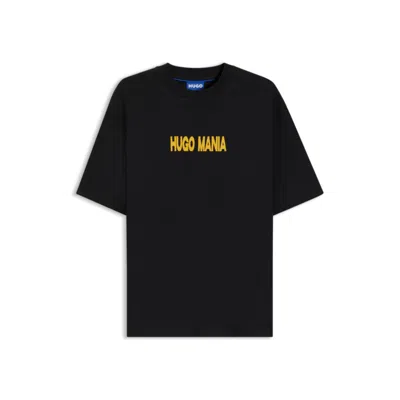 Hugo Boss Cotton Jersey T-shirt With Mixed-print Monogram Graphics In Black