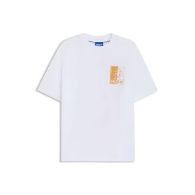Hugo Boss Cotton Jersey T-shirt With Mixed-print Monogram Graphics In White