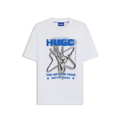 Hugo Boss Cotton-jersey T-shirt With Music-inspired Artwork In Multi