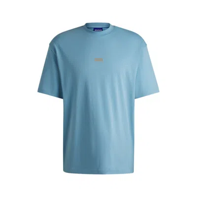 Hugo Boss Cotton-jersey T-shirt With New-season Logo Story In Blue