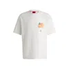 Hugo Boss Cotton-jersey T-shirt With Orange Prints In White