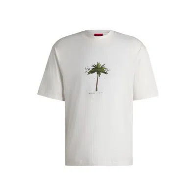 Hugo Boss Cotton-jersey T-shirt With Palm-tree Print In White