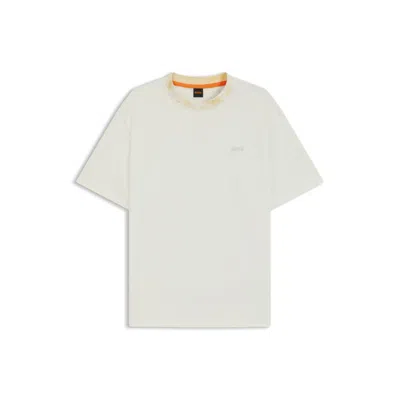Hugo Boss Cotton-jersey T-shirt With Patterned Collar