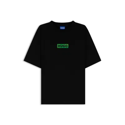 Hugo Boss Cotton-jersey T-shirt With Printed Artwork In Black