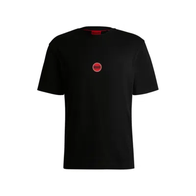 Hugo Boss Cotton-jersey T-shirt With Racing Logos In Black