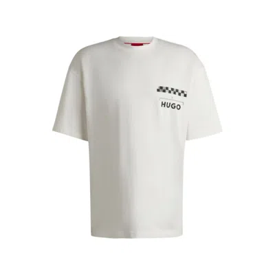 Hugo Boss Cotton-jersey T-shirt With Racing Prints In White