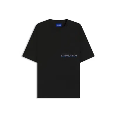 Hugo Boss Cotton-jersey T-shirt With Reverse-logo Embroidery In Black