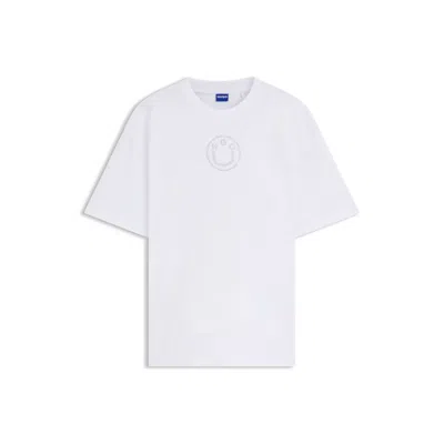 Hugo Boss Cotton-jersey T-shirt With Rhinestone Happy Hugo In White