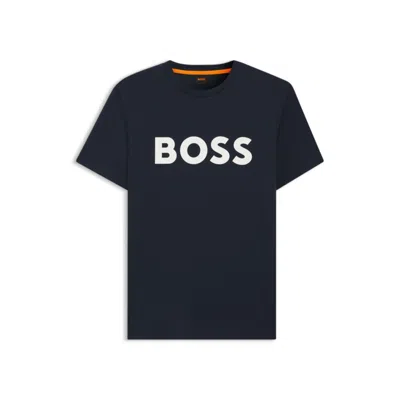 Hugo Boss Cotton-jersey T-shirt With Rubber-print Logo In Black