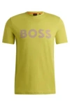 Hugo Boss Cotton-jersey T-shirt With Rubber-print Logo In Light Green