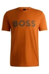 Hugo Boss Cotton-jersey T-shirt With Rubber-print Logo In Light Orange