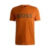 Hugo Boss Cotton-jersey T-shirt With Rubber-print Logo In Orange