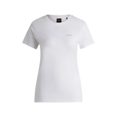 Hugo Boss Cotton-jersey Slim-fit T-shirt With Logo Detail In White