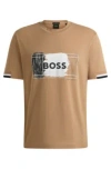 Hugo Boss Cotton-jersey T-shirt With Signature Artwork In Beige