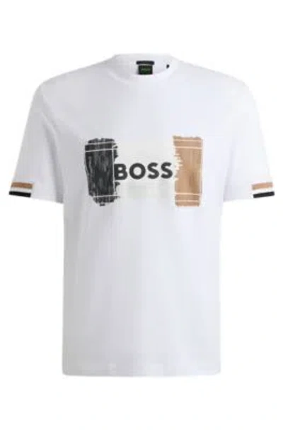 Hugo Boss Cotton-jersey T-shirt With Signature Artwork In White