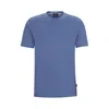 Hugo Boss Cotton-jersey T-shirt With Signature-stripe Collar In Light Blue