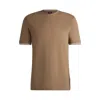 Hugo Boss Cotton-jersey T-shirt With Signature-stripe Cuffs In Beige