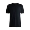 Hugo Boss Cotton-jersey T-shirt With Signature-stripe Cuffs In Blue