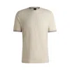 Hugo Boss Cotton-jersey T-shirt With Signature-stripe Cuffs In White