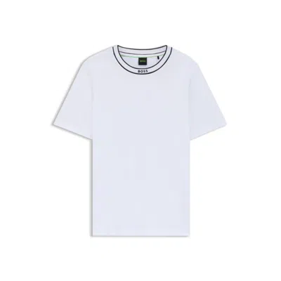Hugo Boss Cotton Jersey T-shirt With Striped Logo Graphic In White