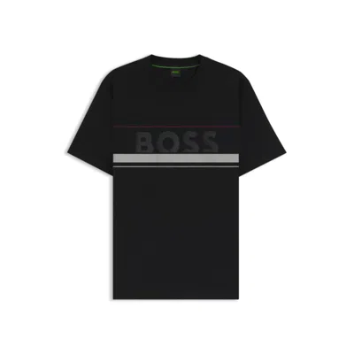 HUGO BOSS COTTON-JERSEY T-SHIRT WITH STRIPES AND LOGO