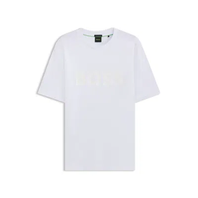 Hugo Boss Cotton-jersey T-shirt With Structured Logo In White