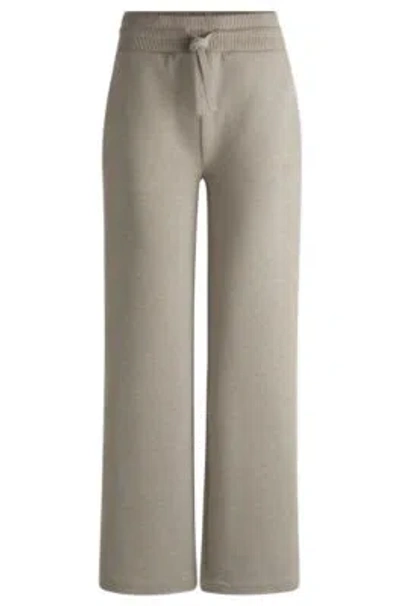 Hugo Boss Cotton-jersey Tracksuit Bottoms With Double B Monogram In Light Grey