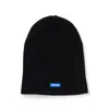 Hugo Boss Knitted-cotton Beanie Hat With Blue Logo Label In Black