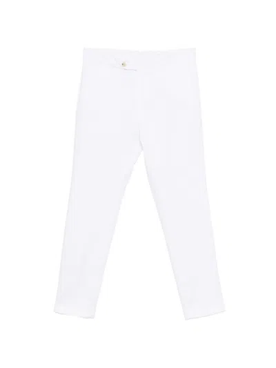 Hugo Boss Cotton Linen Elastane Trousers In Multi