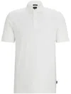 Hugo Boss Regular-fit Polo Shirt In Cotton And Linen In White