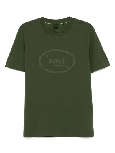 Hugo Boss Cotton Logo T-shirt In Green
