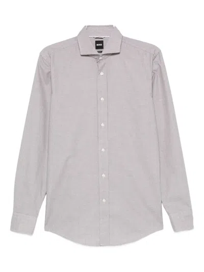 Hugo Boss Cotton Long-sleeve Shirt In Purple