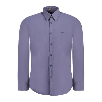Hugo Boss Cotton Men Men's Shirt In Purple