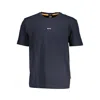 Hugo Boss Relaxed-fit T-shirt In Stretch Cotton With Logo Print In Blue