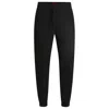 Hugo Boss Cotton Pajama Bottoms With Embroidered Logo In Black